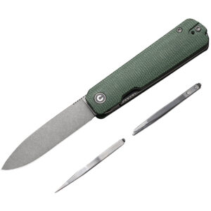 CIVIVI Sendy Folding Knife, Green Handle and Stonewashed Blade