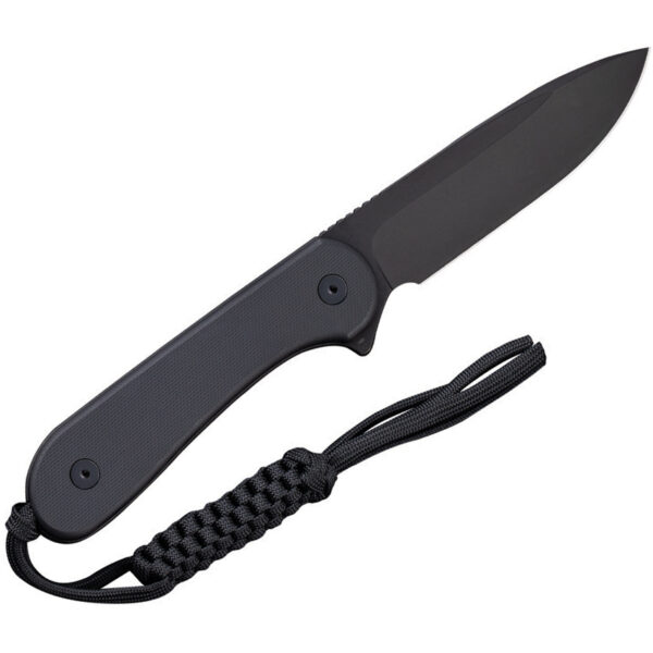 CIVIVI Fixed Blade Elementum Fixed Blade Knife, Black Handle and Black Stonewashed Blade
