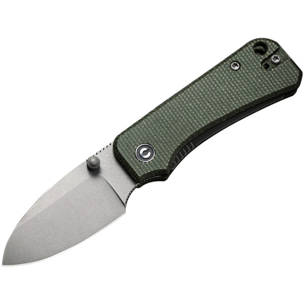 CIVIVI Baby Banter Flipper Folding Knife, Green Handles and Stonewashed Blade