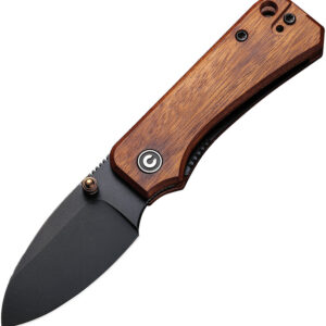 CIVIVI Baby Banter Flipper Folding Knife, Wood Handles and Black Stonewashed Blade