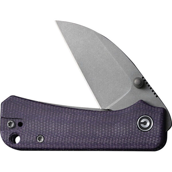 CIVIVI Baby Banter Flipper Folding Knife, Purple Handles and Stonewashed Blade