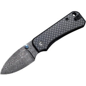 CIVIVI Baby Banter Flipper Folding Knife, Carbon Fiber Handles and Damascus Blade