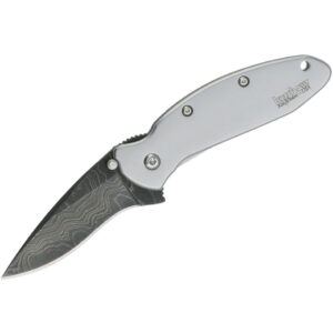 Kershaw Scallion Silver Handle Black Damascus Blade